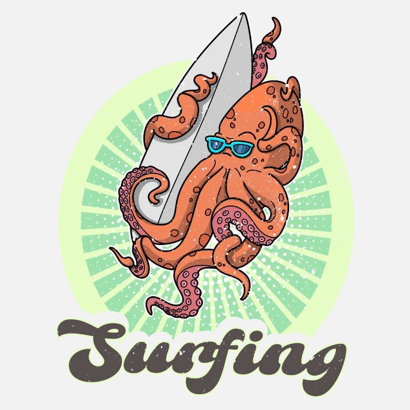 surfboard octopus surfing ocean summer vacation