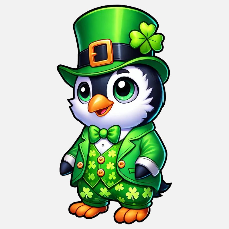 Mignon Dessin Animé Pingouin Saint-Patrick