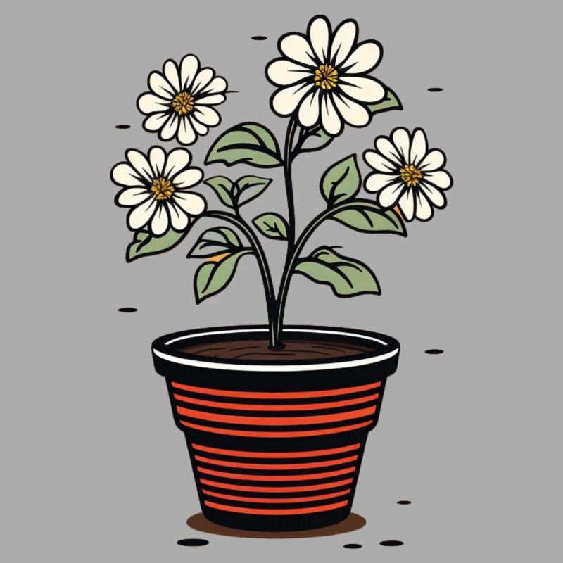 Pot de fleurs mignon style fleurs blanches