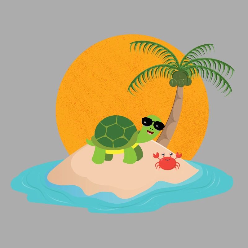 Cool turtle on island
