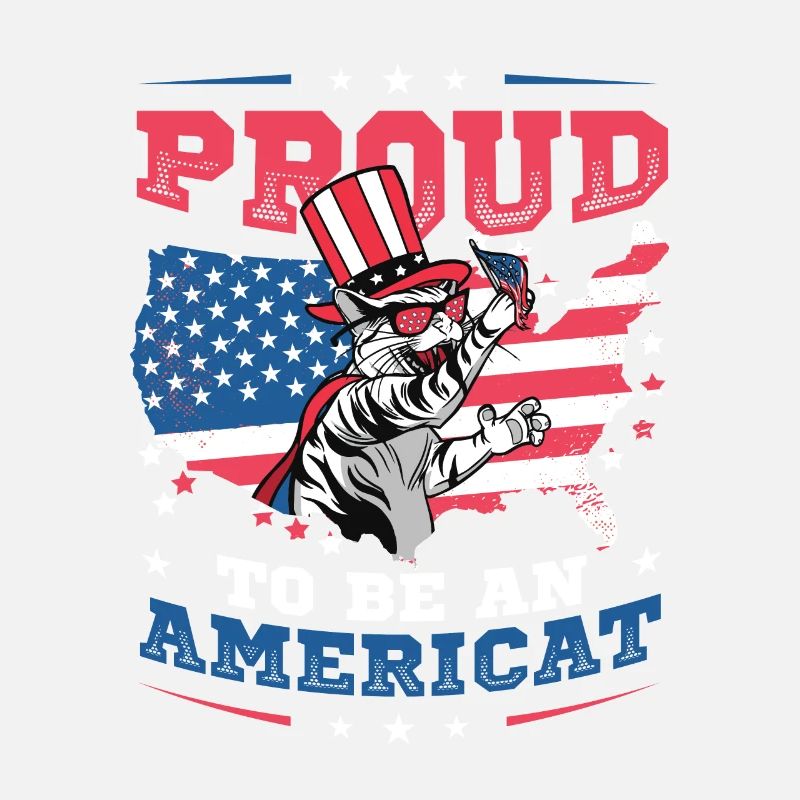 Drapeau américain, chat, thème du 4 juillet.