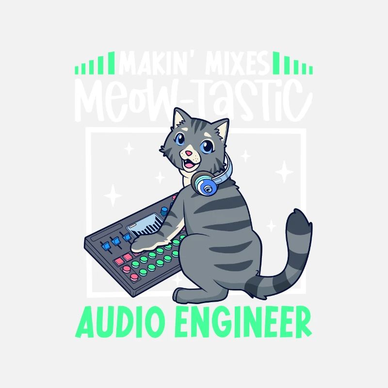 Chat à la table de mixage - ingénieur du son