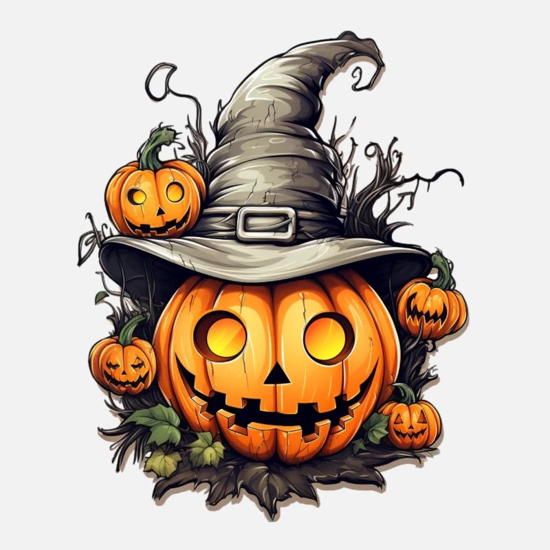 Kürbiskopf mit Hexenhut, Halloween
