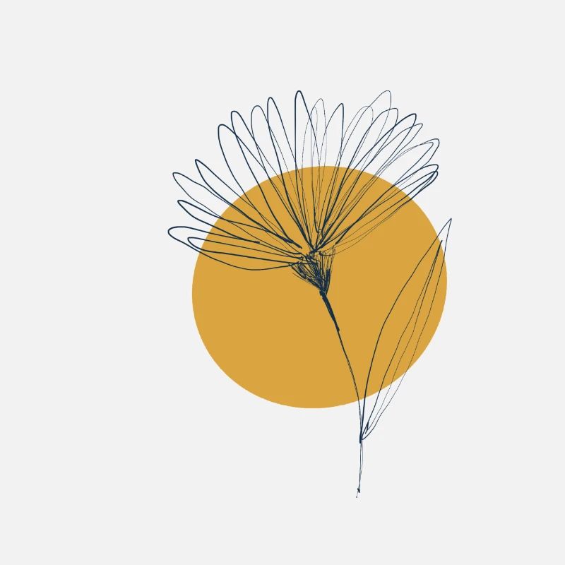Fleurs dessinant un cercle couleur moutarde