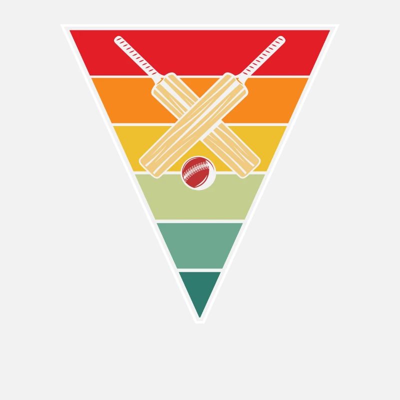 Retro Cricket Player Triangle Vintage