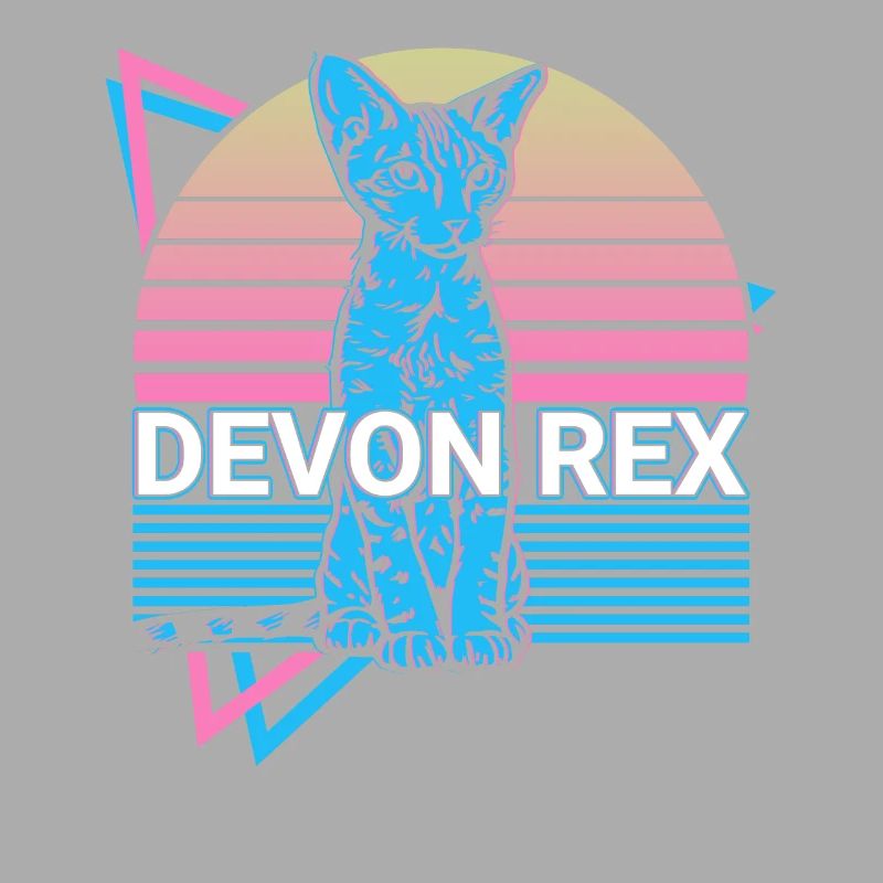 Devon Rex Cat Retro