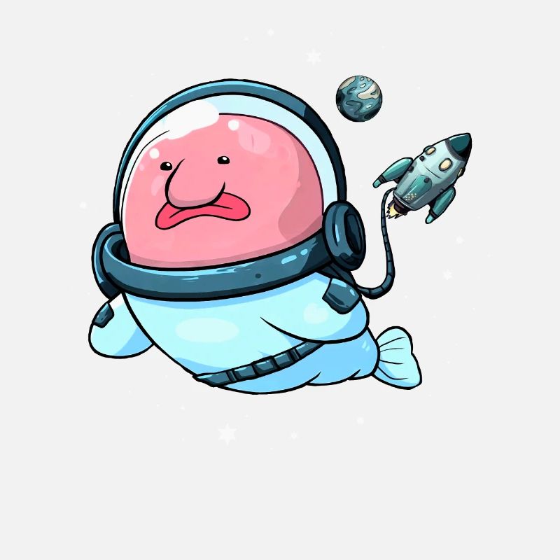 Drôle Blob Poisson Astronaute De L’espace