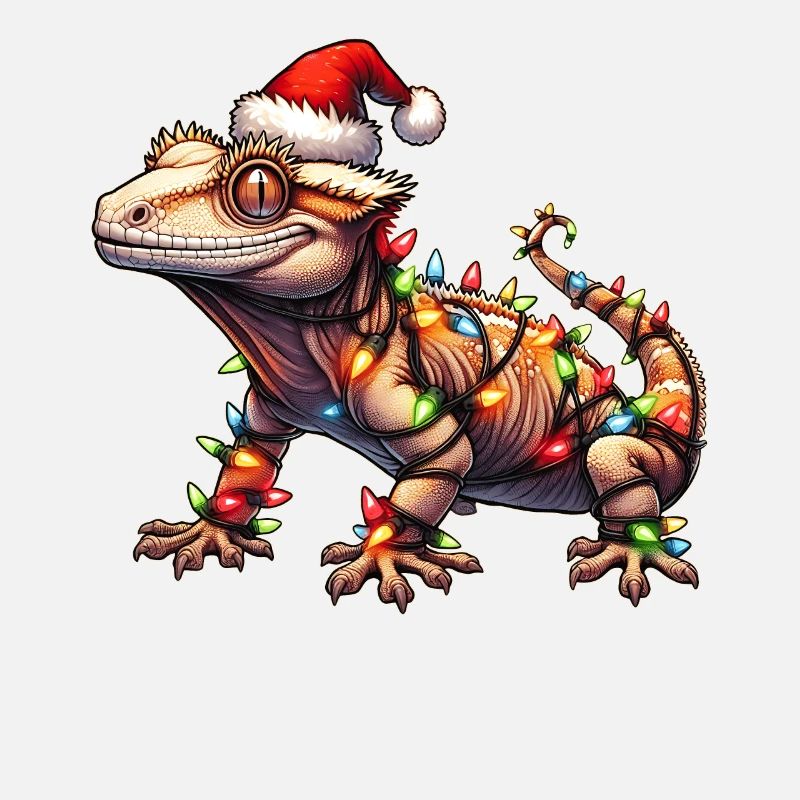 Chapeau de Noël Gecko Lizard à crête Noël