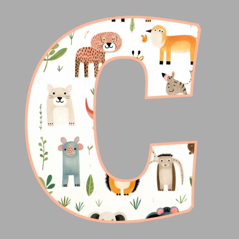 Buchstabe C, Monogramm, Tiermuster