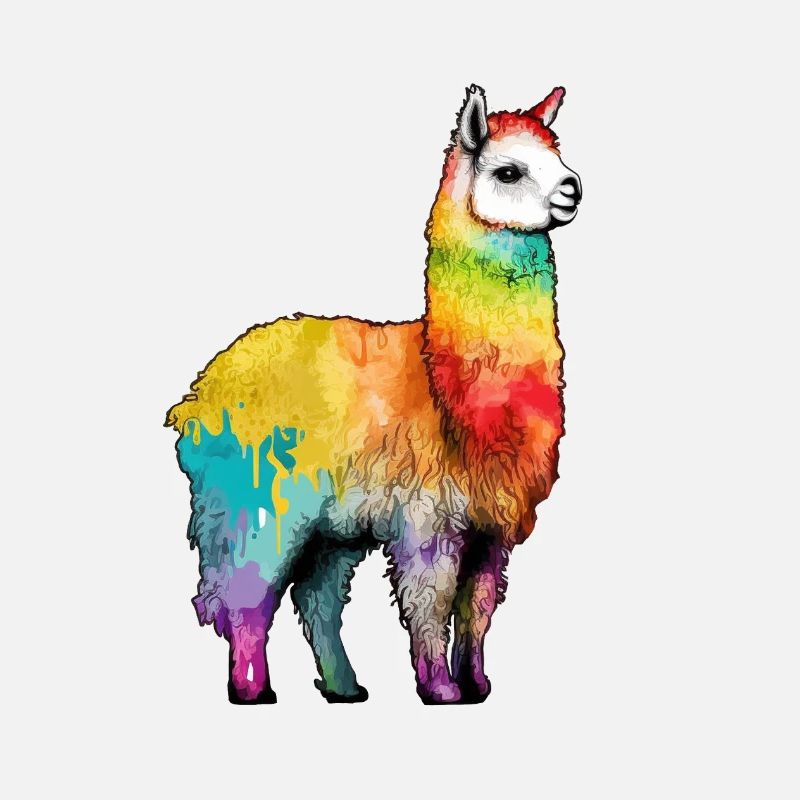 Alpaga Llama Rainbow Graffiti Style