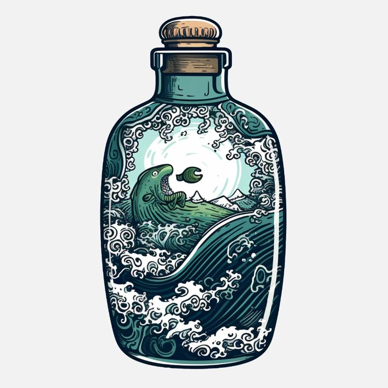 Dessin de bouteille océanique