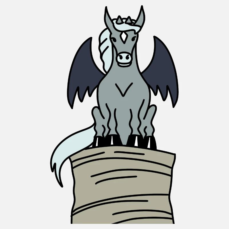 Hippogoyle - Gargoyle als Pferd auf großem Heuball