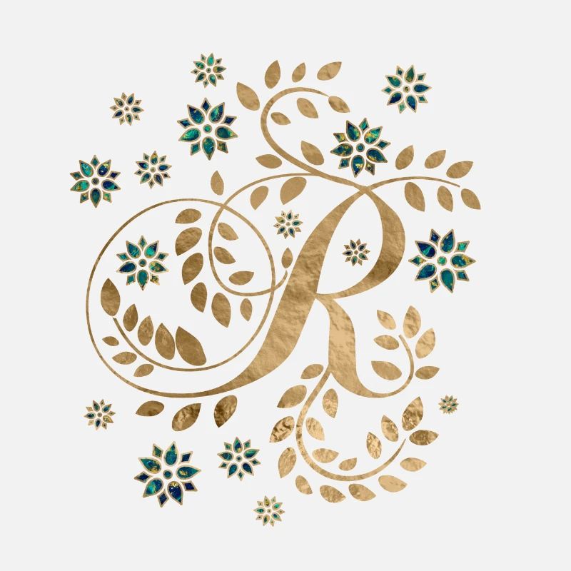 Monogramme de calligraphie dorée de luxe avec la lettre R