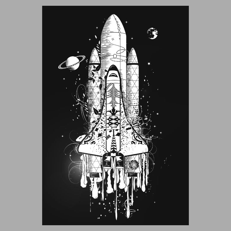 Navette spatiale imaginative dans le style graffiti
