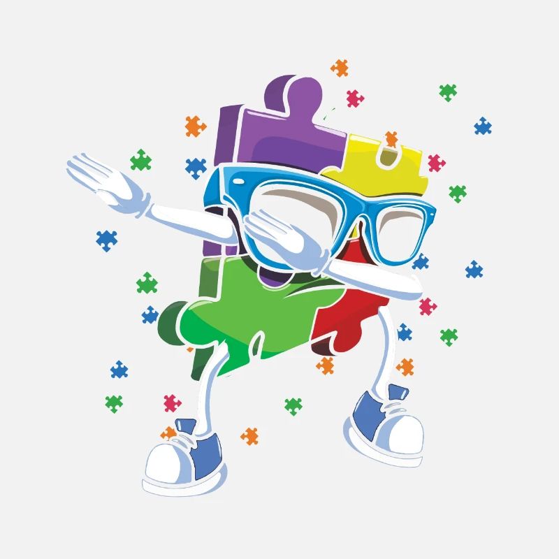 Kind Dabbing Puzzle Buntes Autismus-Bewusstsein