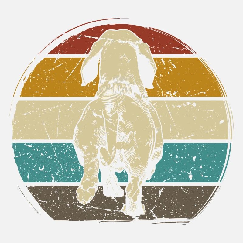 Teckel chien dessin de derrière chien rétro vintag