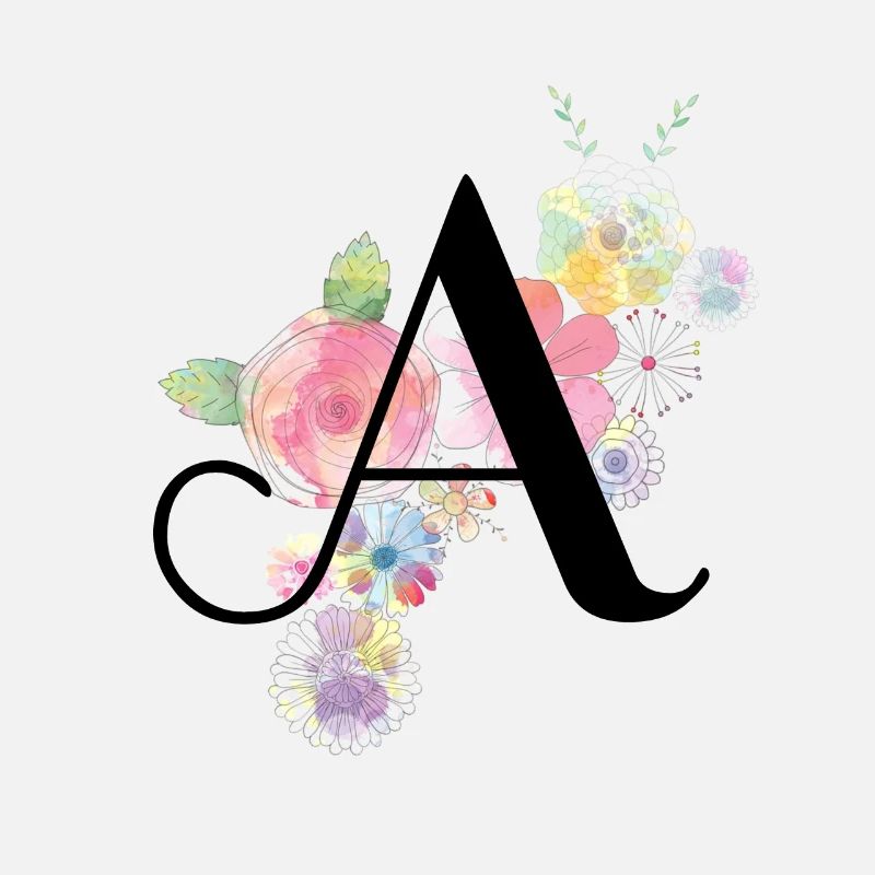 Monogramme Lettre A avec fleurs pastel