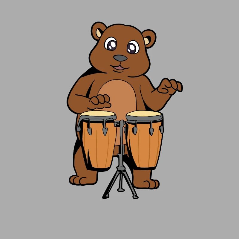Comic Bär spielt Percussion