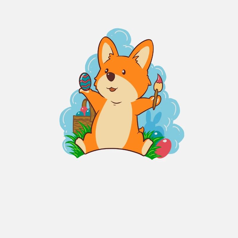 Corgi bemalt Ostereier an Ostern - Corgi Ostern