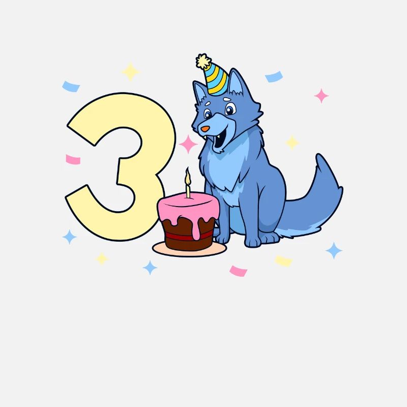 Mit Wolf - Kinder Geburtstag 3 Jahre