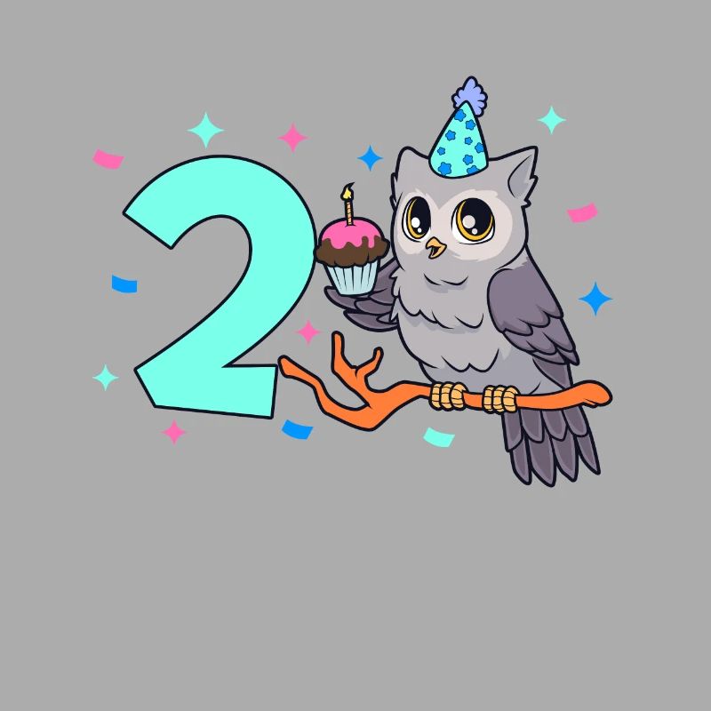 Mit Eule - Kinder Geburtstag 2 Jahre
