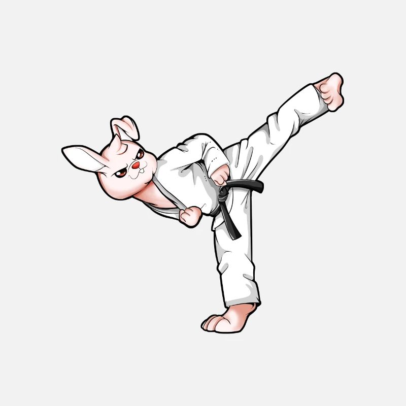 Lapin de dessin animé faisant de l’hapkido