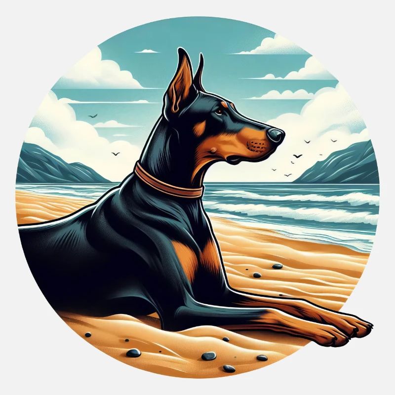 Dobermann am Strand