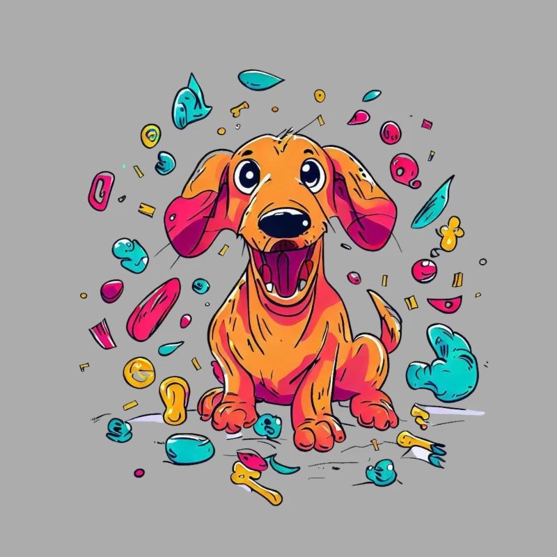 Méfait espiègle du chiot teckel