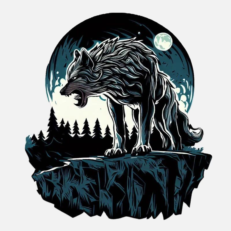 Loup majestueux au clair de lune
