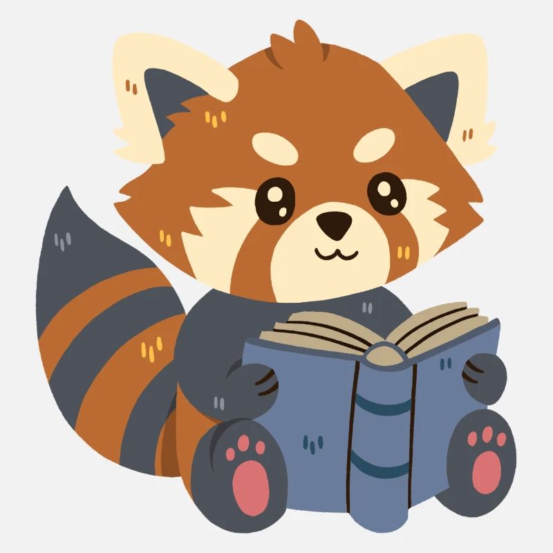 Roter Panda liest ein Buch