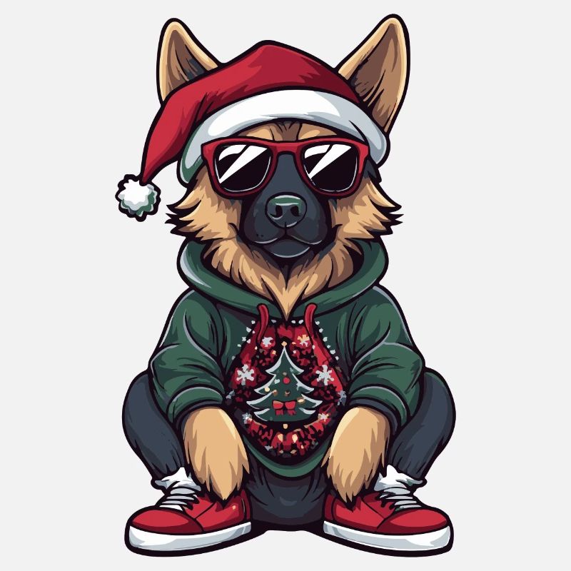 Schäferhund Hund Weihnachten Comic Cool