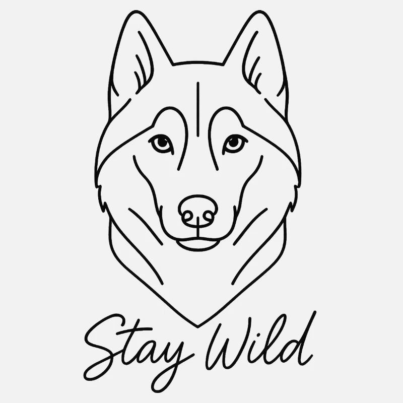 Dessin au trait Husky Restez sauvage