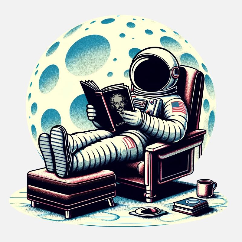Astronaute lisant un livre dans l’espace