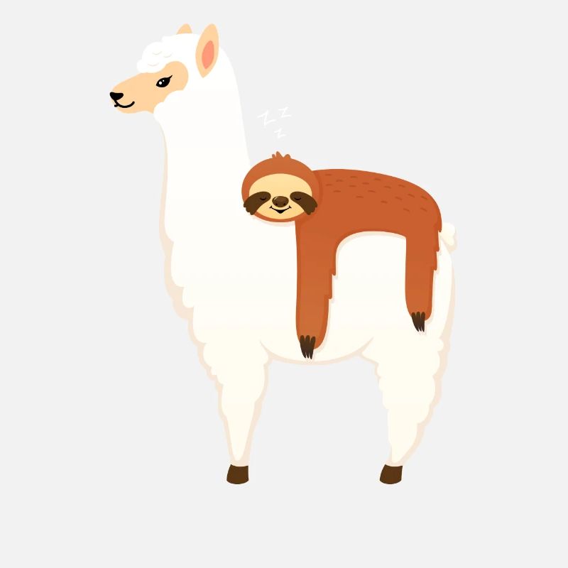 Sloth Sleeping On Alpaca