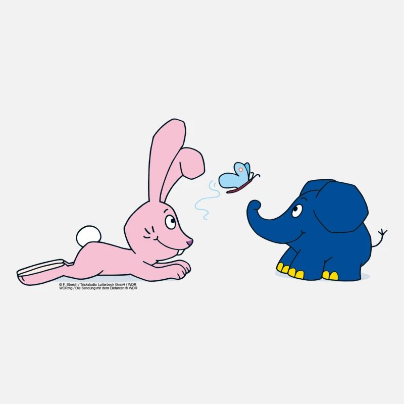 Éléphant et lapin avec papillon