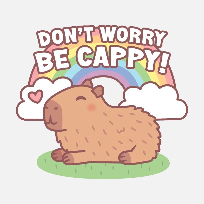 Süßes Capybara und Regenbogen, mach dir keine Sorgen, sei Cappy