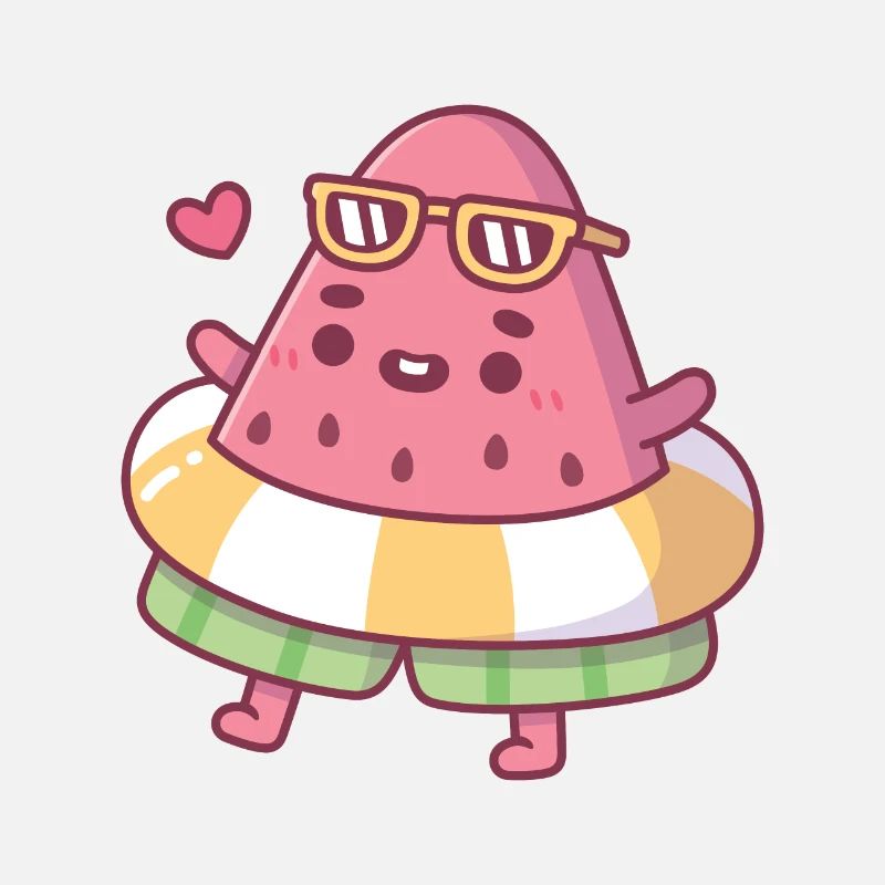 Mignonne pastèque avec lunettes de soleil et flotteur de piscine