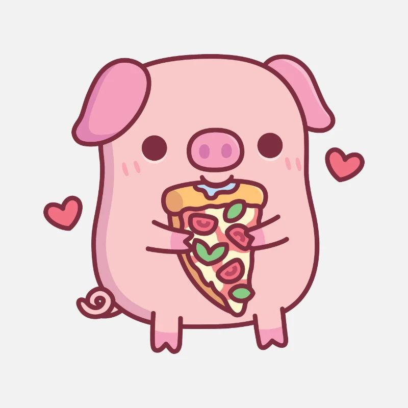 Mignon petit cochon mangeant de la pizza Margherita
