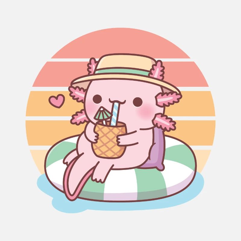 Niedlicher Axolotl Chilling On Pool Float Summer Vibes
