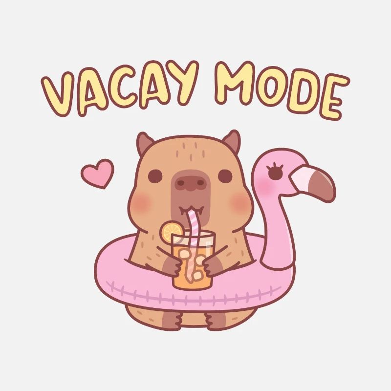 Mignon Capybara dans Flamingo Pool Float, Mode Vacay