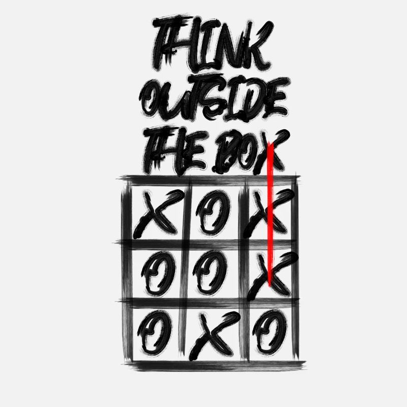 Penseur latéral créatif disant cadeau tic tac toe