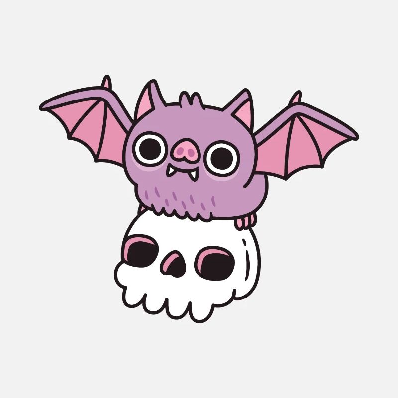 Cute Flying Vampire Bat With Skull
