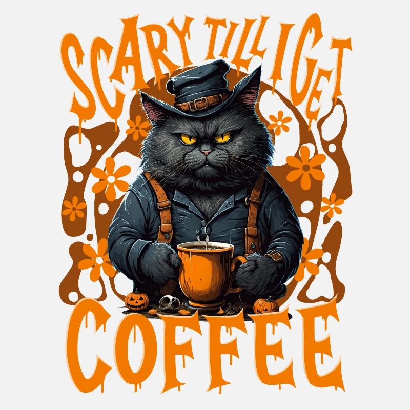 Halloween Coffee Cat Funny