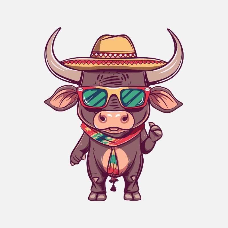 Stier Comic Lustig Sombrero