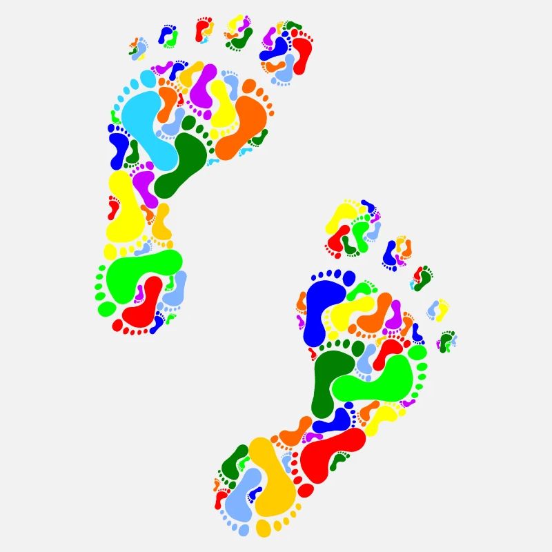 empreintes de pieds colorés