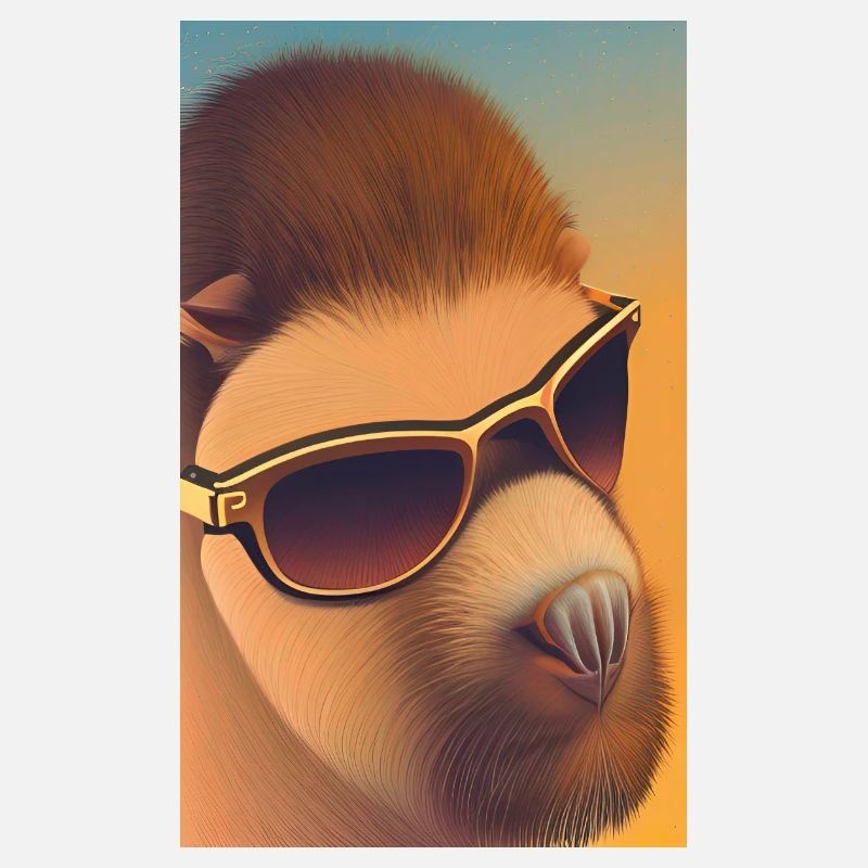 Cool Comic Portrait de Capybara avec des lunettes de soleil