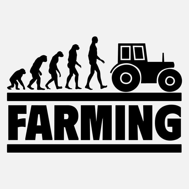 Evolution des Bauern Vom Mensch zum Traktorfahrer