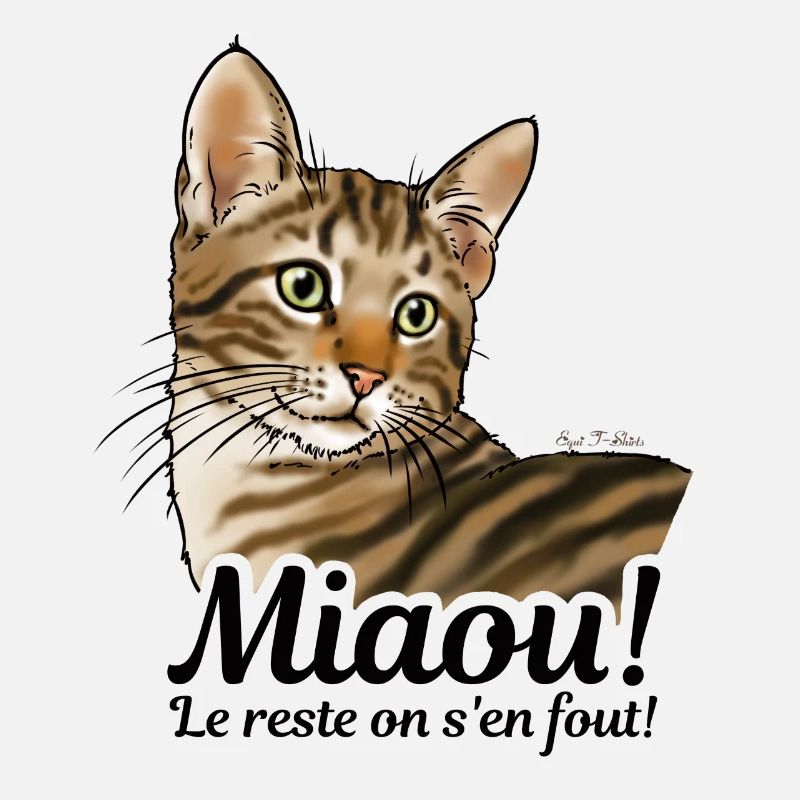 Chat tigré miaou avec texte noir
