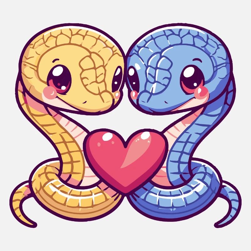 Schlange Kobra Comic Paar Liebe