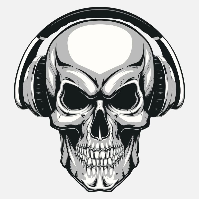 Skull with headphones